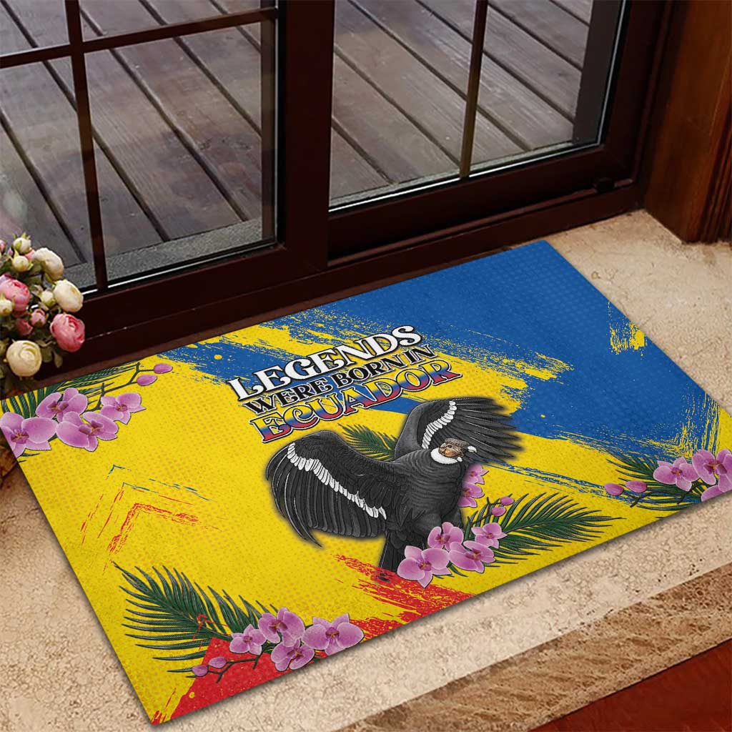 Ecuador Rubber Doormat Andean Condor With Phalaenopsis Orchid - Wonder Print Shop