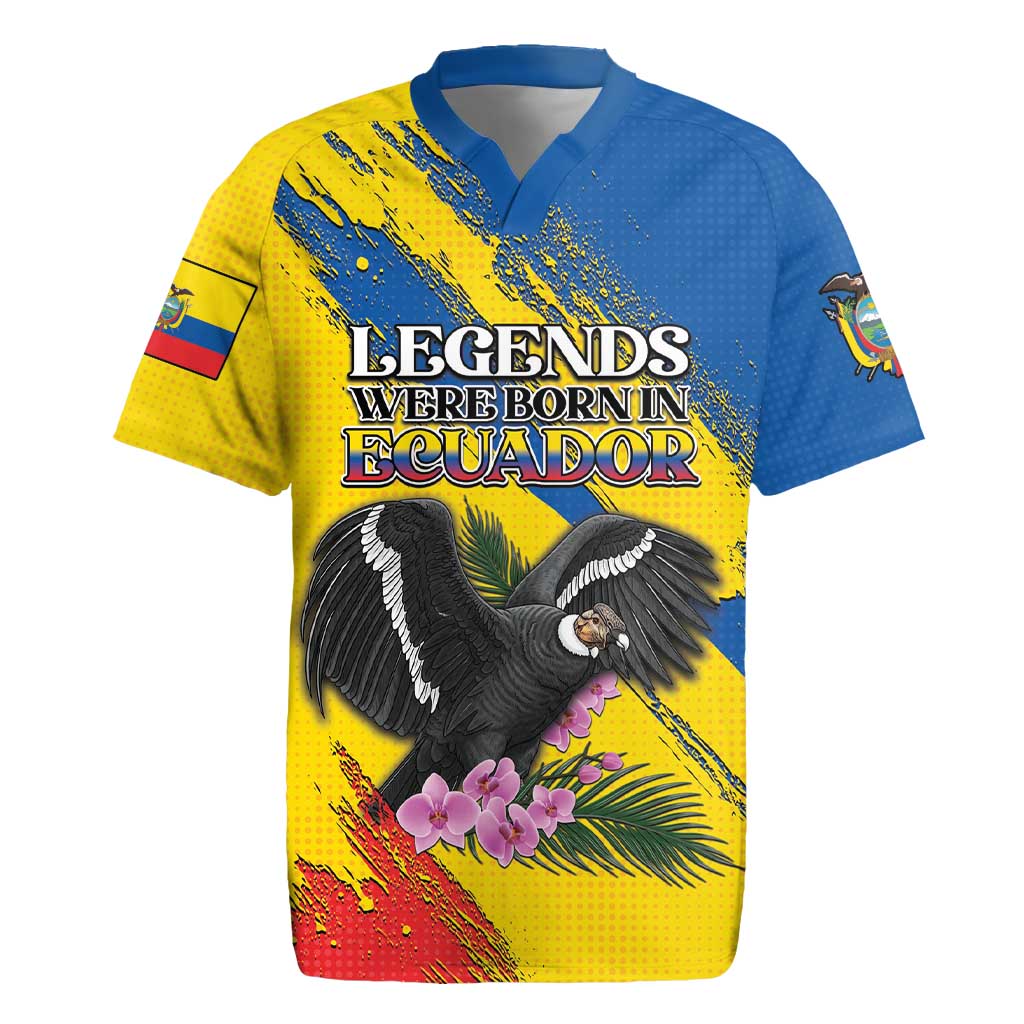 Personalized Ecuador Rugby Jersey Andean Condor With Phalaenopsis Orchid - Wonder Print Shop