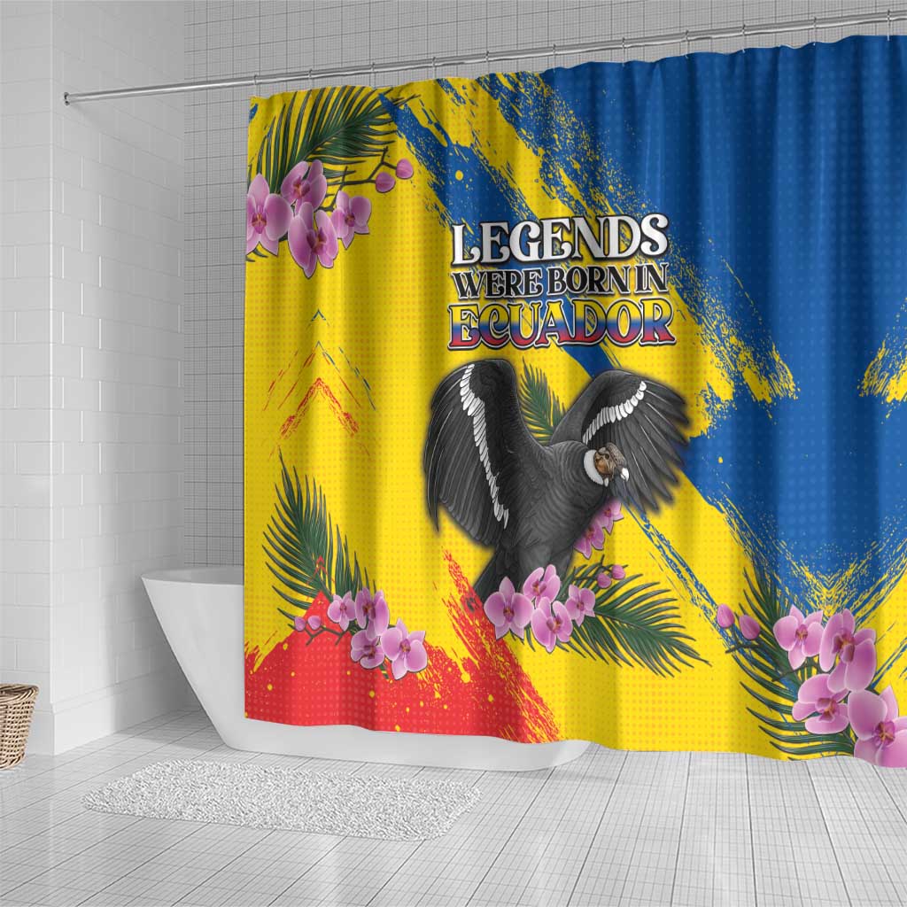 Ecuador Shower Curtain Andean Condor With Phalaenopsis Orchid - Wonder Print Shop