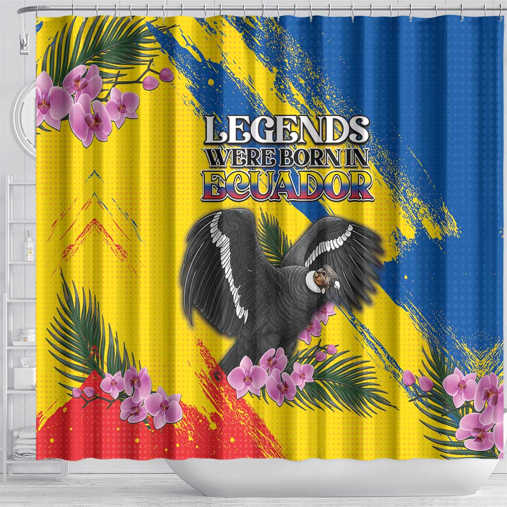 Ecuador Shower Curtain Andean Condor With Phalaenopsis Orchid - Wonder Print Shop