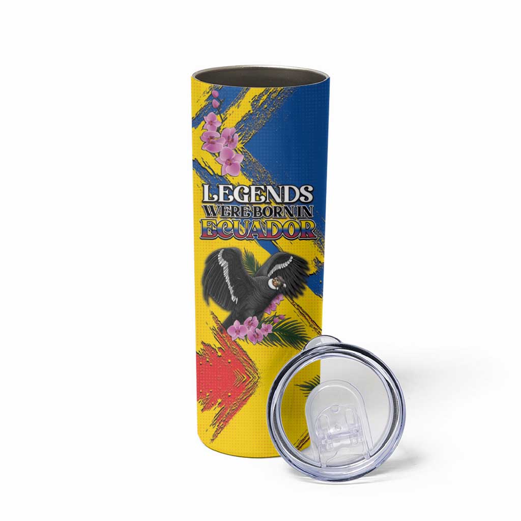 Personalized Ecuador Skinny Tumbler Andean Condor With Phalaenopsis Orchid - Wonder Print Shop