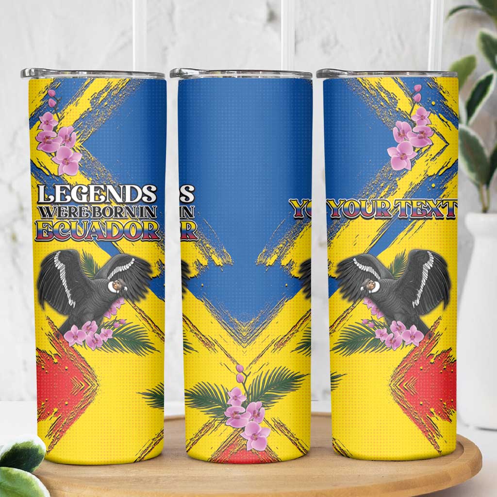 Personalized Ecuador Skinny Tumbler Andean Condor With Phalaenopsis Orchid - Wonder Print Shop