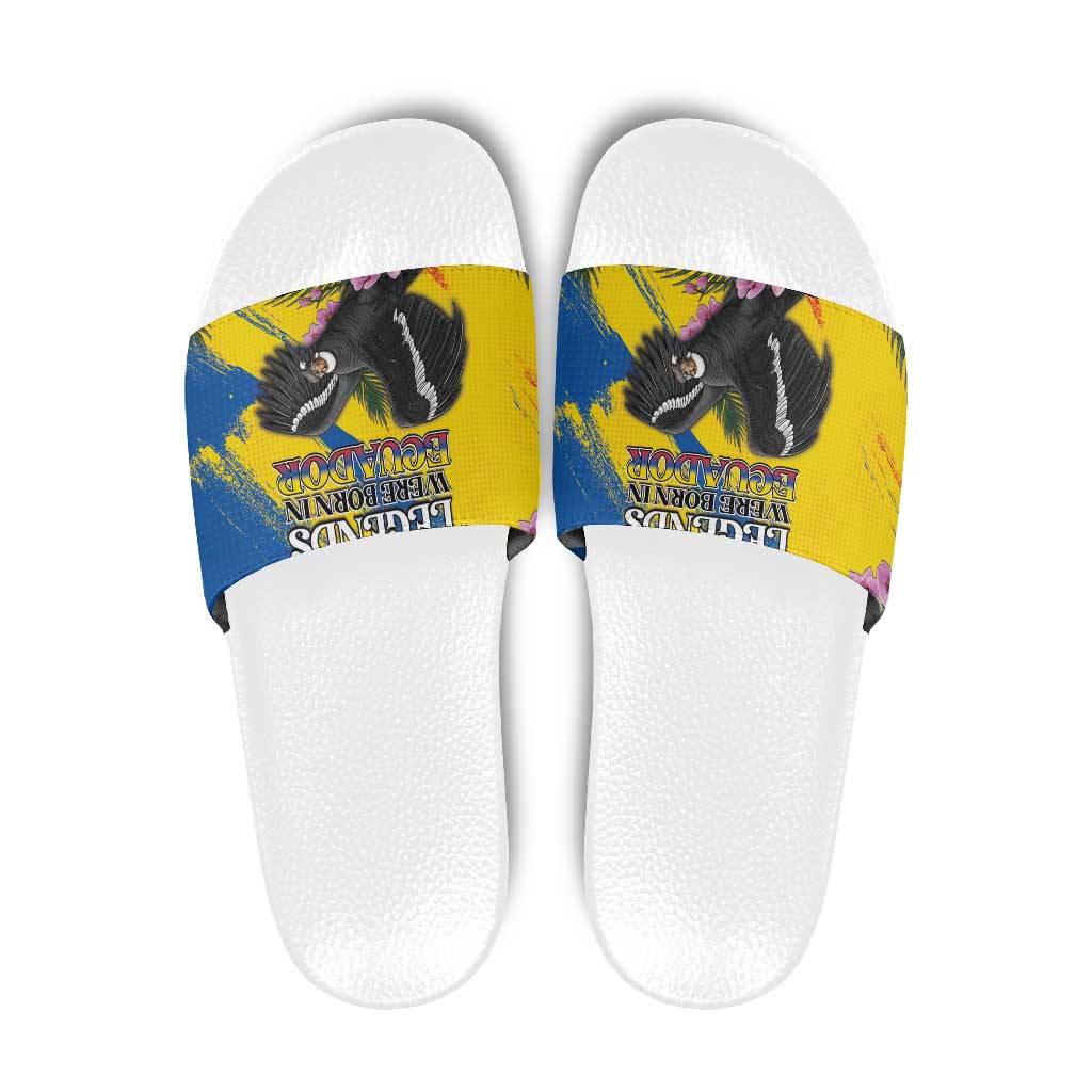 Ecuador Slide Sandals Andean Condor With Phalaenopsis Orchid - Wonder Print Shop