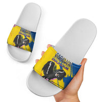 Ecuador Slide Sandals Andean Condor With Phalaenopsis Orchid - Wonder Print Shop