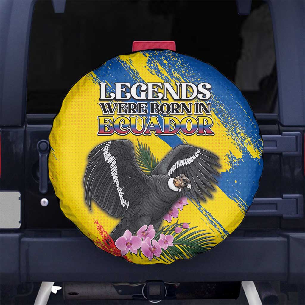 Ecuador Spare Tire Cover Andean Condor With Phalaenopsis Orchid - Wonder Print Shop