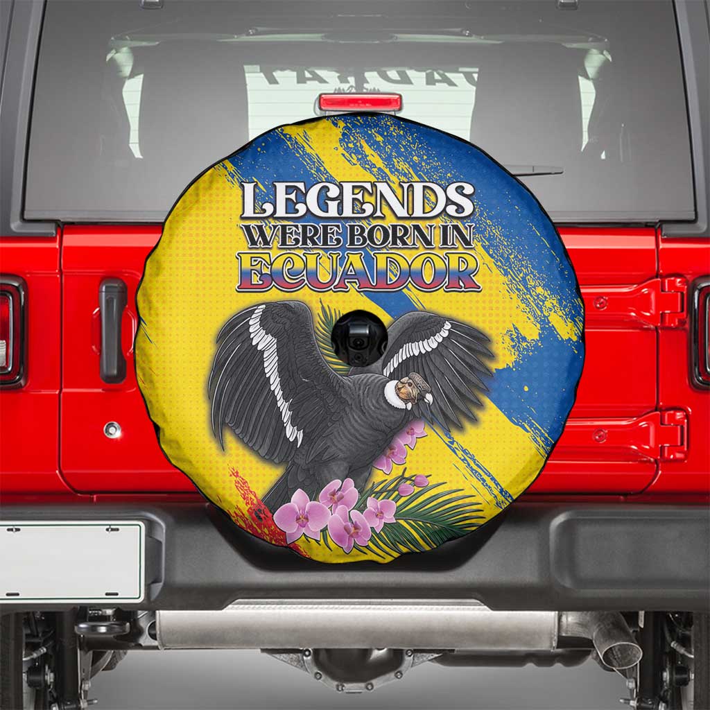 Ecuador Spare Tire Cover Andean Condor With Phalaenopsis Orchid - Wonder Print Shop