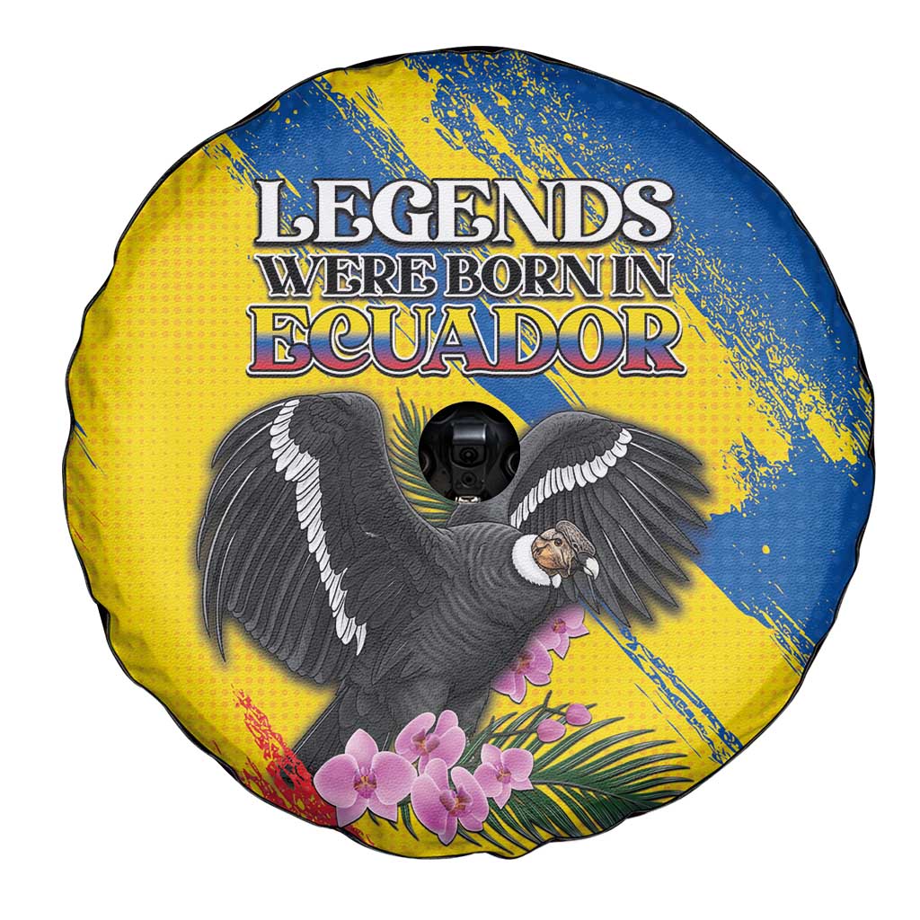 Ecuador Spare Tire Cover Andean Condor With Phalaenopsis Orchid - Wonder Print Shop