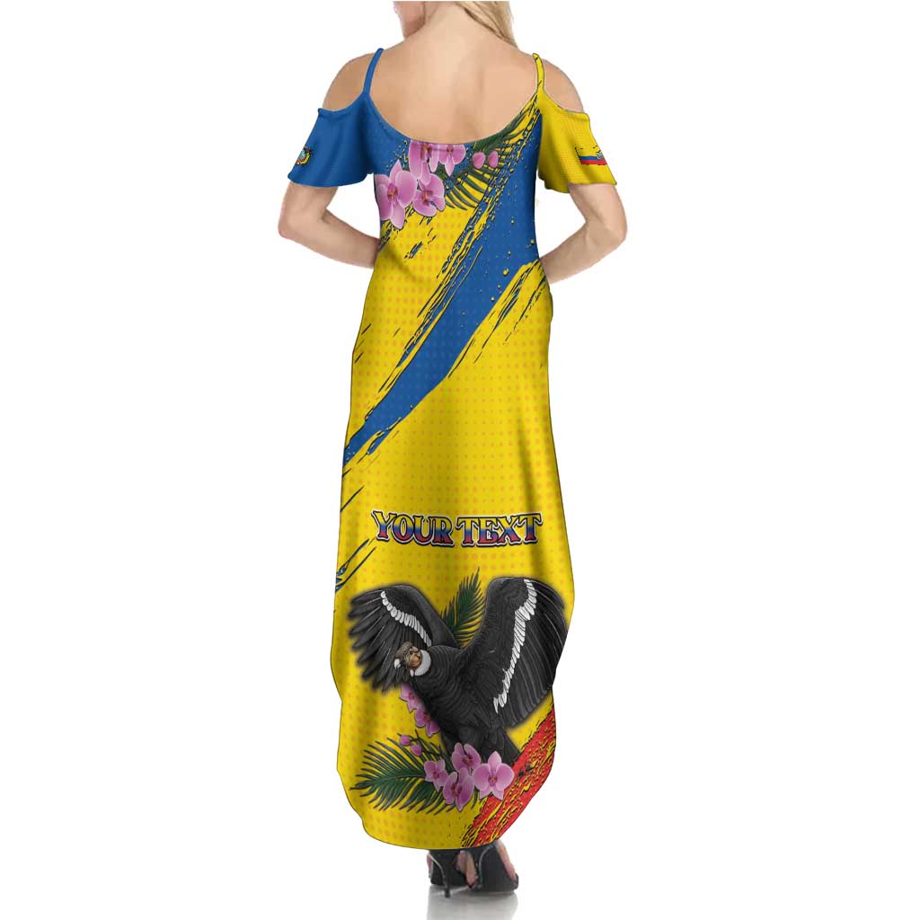 Personalized Ecuador Summer Maxi Dress Andean Condor With Phalaenopsis Orchid - Wonder Print Shop