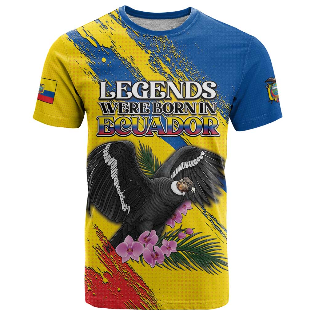 Personalized Ecuador T Shirt Andean Condor With Phalaenopsis Orchid - Wonder Print Shop