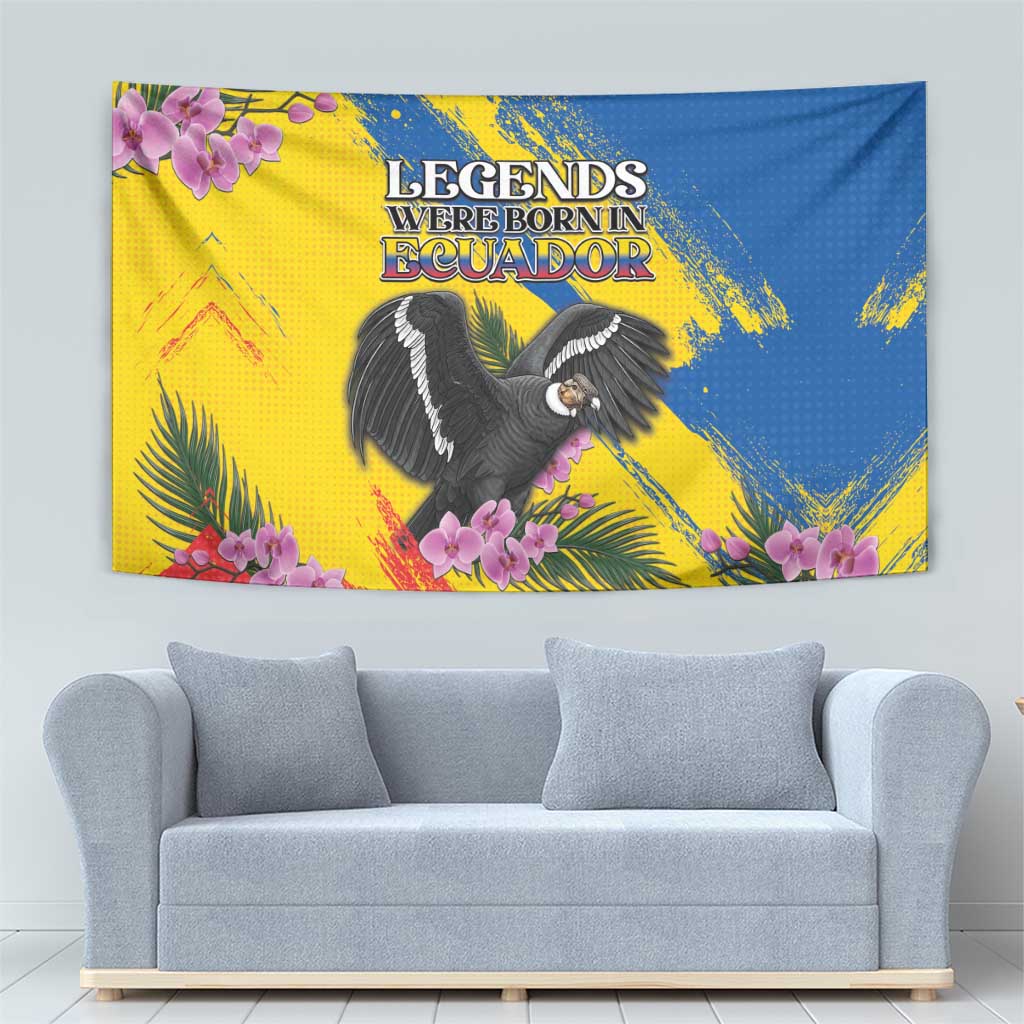 Ecuador Tapestry Andean Condor With Phalaenopsis Orchid - Wonder Print Shop