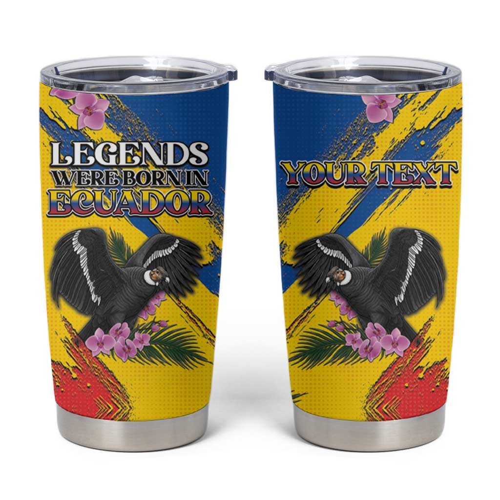 Personalized Ecuador Tumbler Cup Andean Condor With Phalaenopsis Orchid - Wonder Print Shop