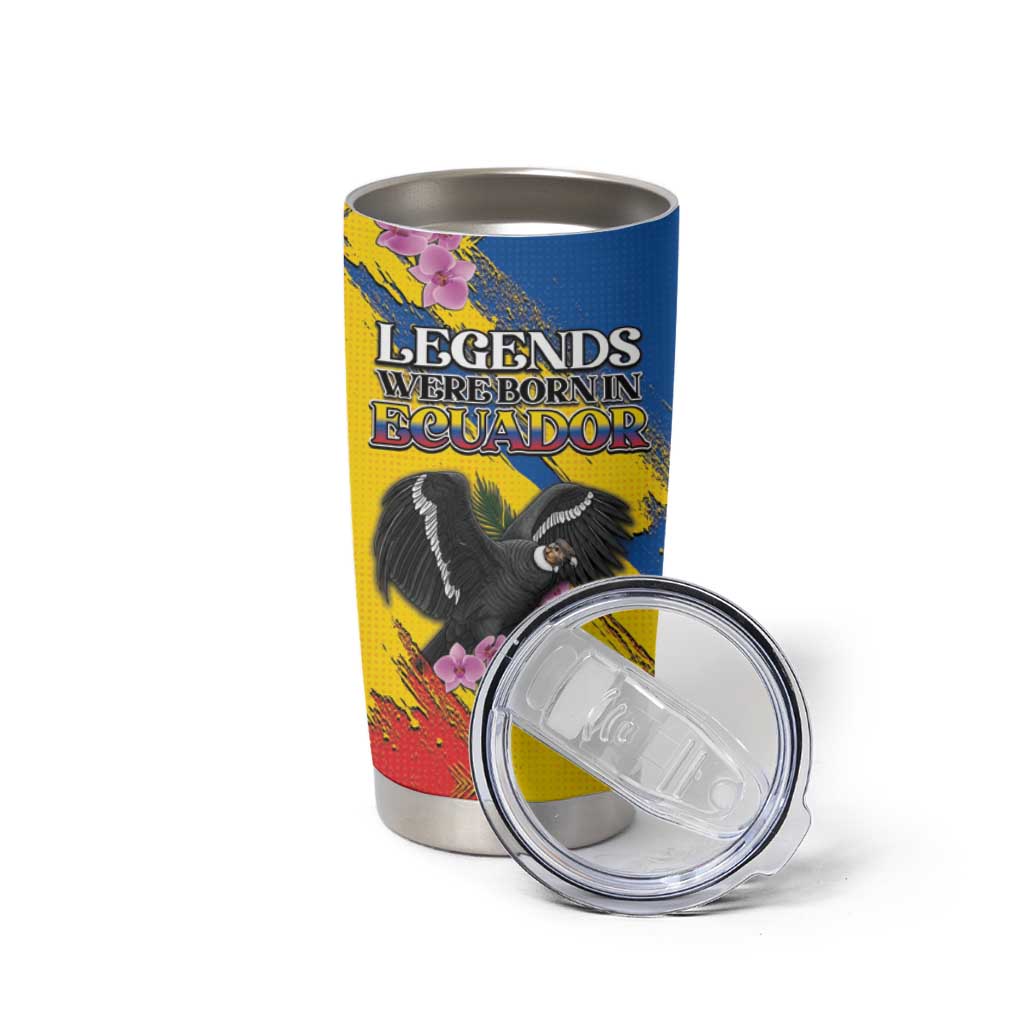 Personalized Ecuador Tumbler Cup Andean Condor With Phalaenopsis Orchid - Wonder Print Shop