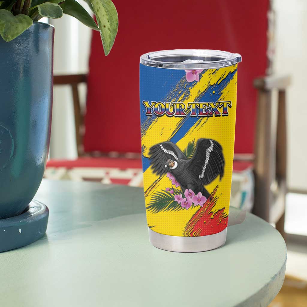 Personalized Ecuador Tumbler Cup Andean Condor With Phalaenopsis Orchid - Wonder Print Shop