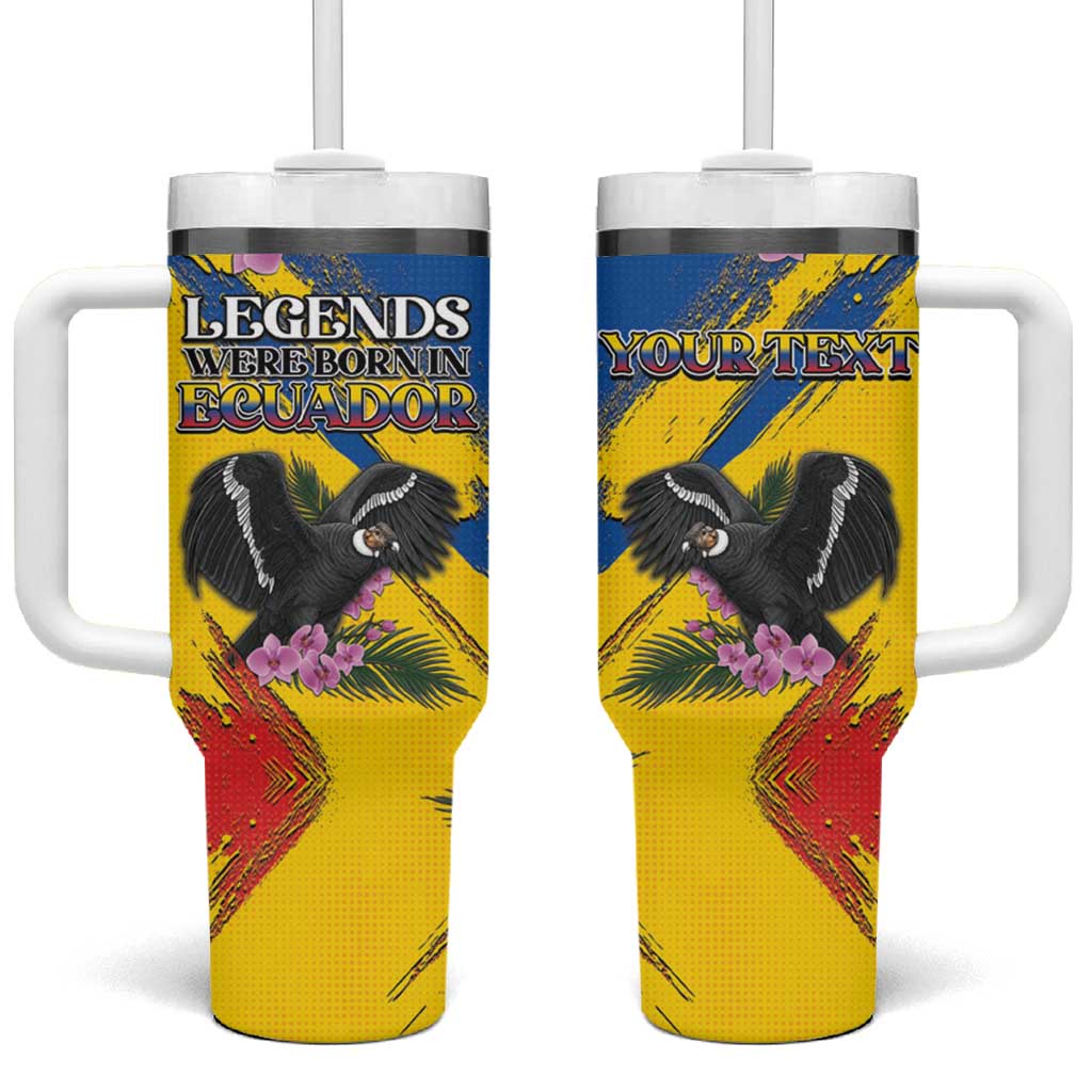 Personalized Ecuador Tumbler With Handle Andean Condor With Phalaenopsis Orchid - Wonder Print Shop