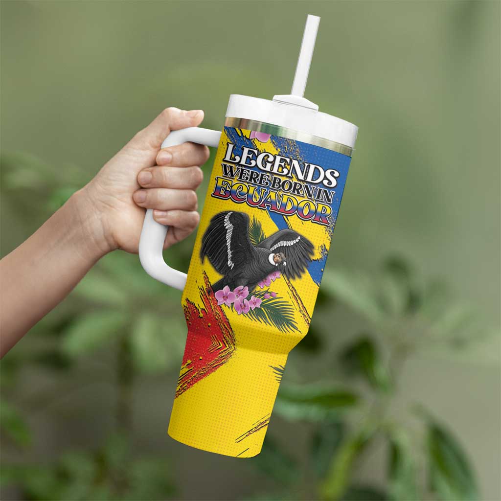 Personalized Ecuador Tumbler With Handle Andean Condor With Phalaenopsis Orchid - Wonder Print Shop