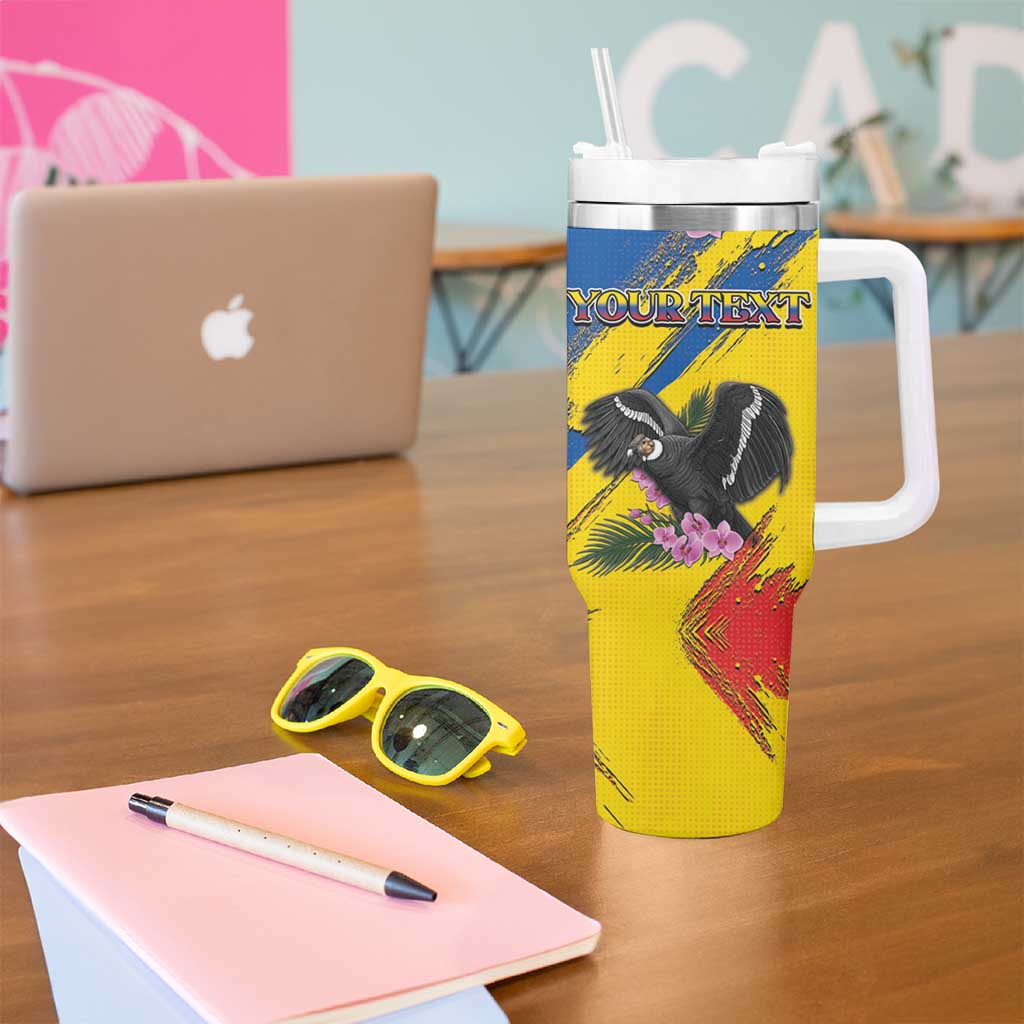 Personalized Ecuador Tumbler With Handle Andean Condor With Phalaenopsis Orchid - Wonder Print Shop