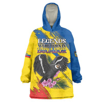 Personalized Ecuador Wearable Blanket Hoodie Andean Condor With Phalaenopsis Orchid - Wonder Print Shop