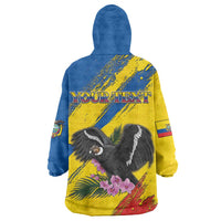 Personalized Ecuador Wearable Blanket Hoodie Andean Condor With Phalaenopsis Orchid - Wonder Print Shop