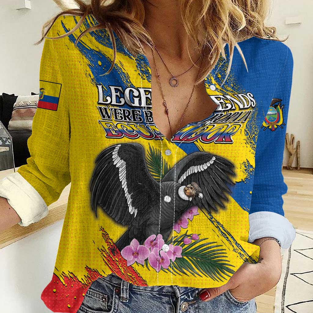 Personalized Ecuador Women Casual Shirt Andean Condor With Phalaenopsis Orchid - Wonder Print Shop