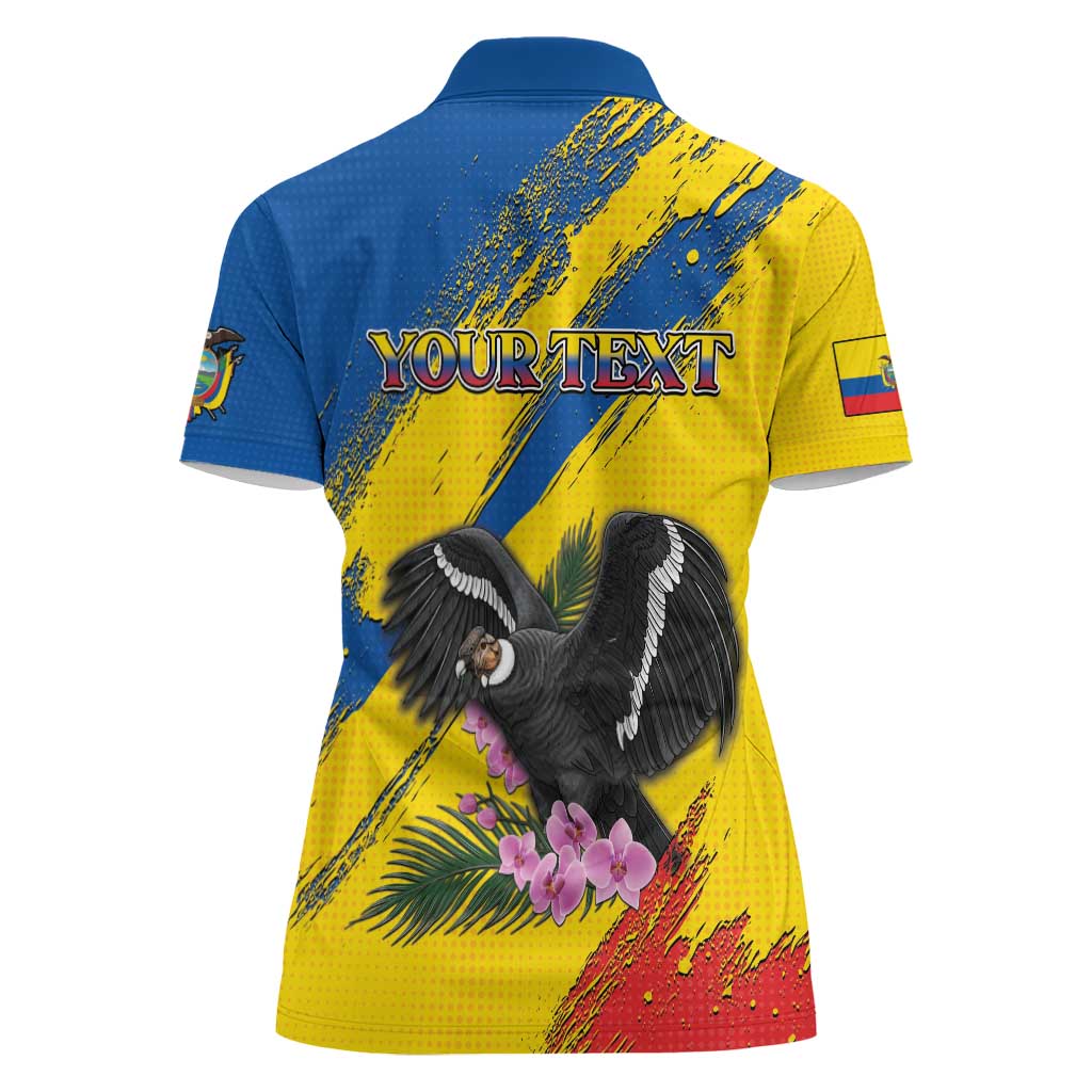Personalized Ecuador Women Polo Shirt Andean Condor With Phalaenopsis Orchid - Wonder Print Shop