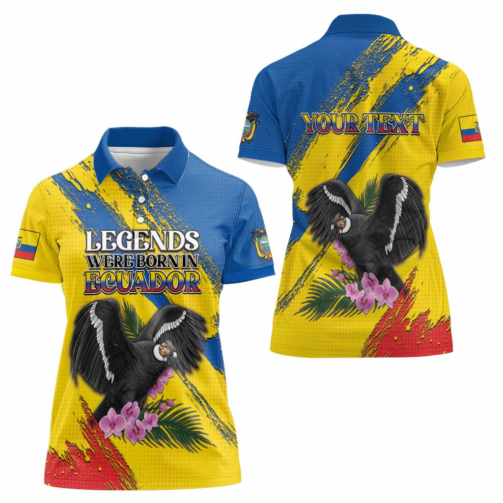 Personalized Ecuador Women Polo Shirt Andean Condor With Phalaenopsis Orchid - Wonder Print Shop
