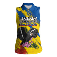 Personalized Ecuador Women Sleeveless Polo Shirt Andean Condor With Phalaenopsis Orchid - Wonder Print Shop