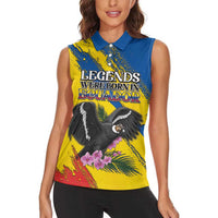 Personalized Ecuador Women Sleeveless Polo Shirt Andean Condor With Phalaenopsis Orchid - Wonder Print Shop