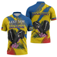 Personalized Ecuador Zipper Polo Shirt Andean Condor With Phalaenopsis Orchid - Wonder Print Shop