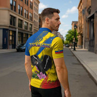 Personalized Ecuador Zipper Polo Shirt Andean Condor With Phalaenopsis Orchid - Wonder Print Shop