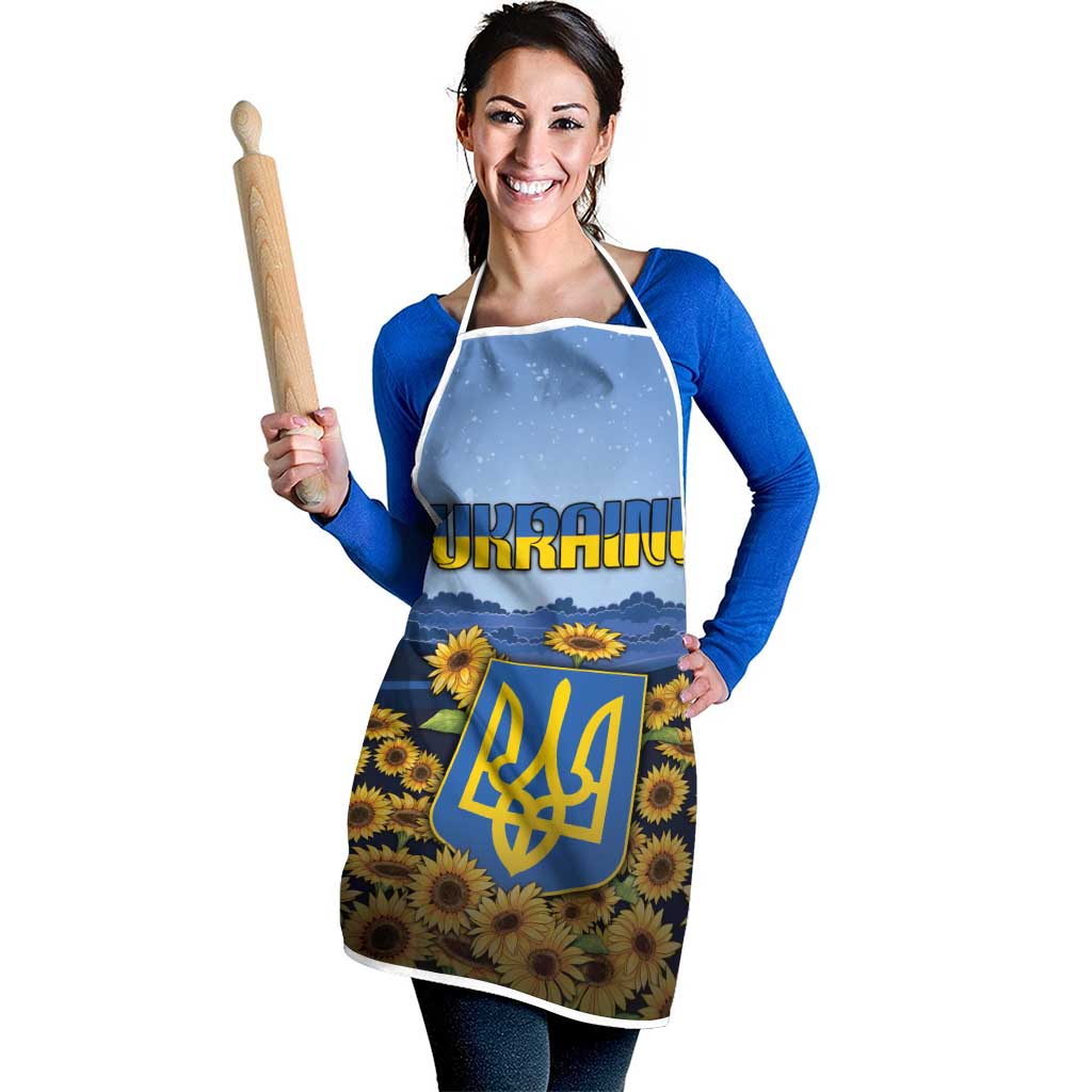 Ukraine Apron Coat Of Arms On Sunflower Field - Wonder Print Shop