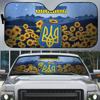 Ukraine Auto Sun Shade Coat Of Arms On Sunflower Field - Wonder Print Shop