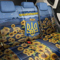 Ukraine Back Car Seat Cover Coat Of Arms On Sunflower Field - Wonder Print Shop