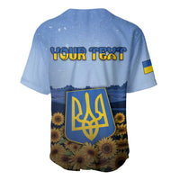 Personalized Ukraine Baseball Jersey Coat Of Arms On Sunflower Field - Wonder Print Shop