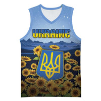 Personalized Ukraine Basketball Jersey Coat Of Arms On Sunflower Field - Wonder Print Shop