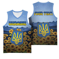 Personalized Ukraine Basketball Jersey Coat Of Arms On Sunflower Field - Wonder Print Shop