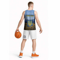 Personalized Ukraine Basketball Jersey Coat Of Arms On Sunflower Field - Wonder Print Shop