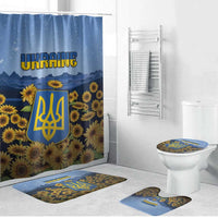 Ukraine Bathroom Set Coat Of Arms On Sunflower Field - Wonder Print Shop