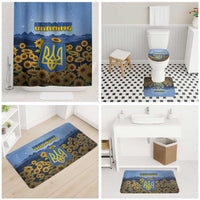 Ukraine Bathroom Set Coat Of Arms On Sunflower Field - Wonder Print Shop
