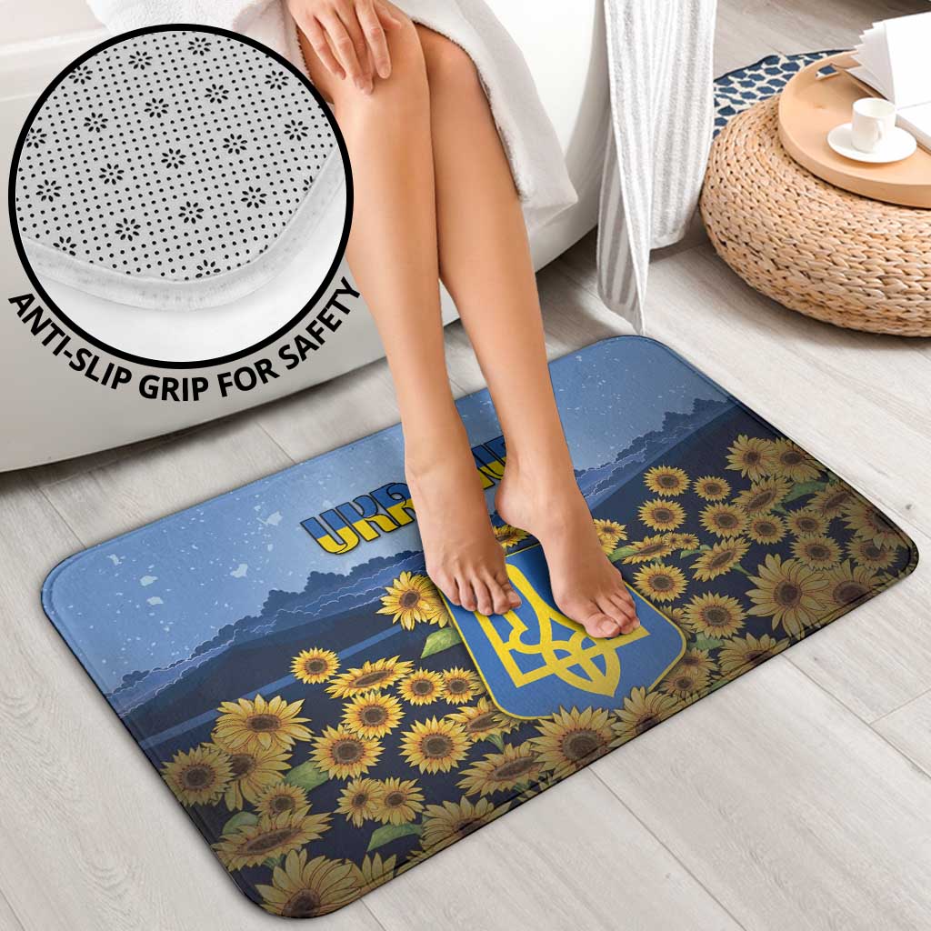 Ukraine Bathroom Set Coat Of Arms On Sunflower Field - Wonder Print Shop