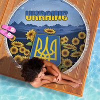 Ukraine Beach Blanket Coat Of Arms On Sunflower Field - Wonder Print Shop