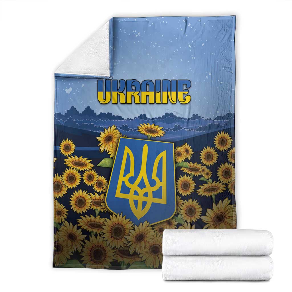 Ukraine Blanket Coat Of Arms On Sunflower Field - Wonder Print Shop