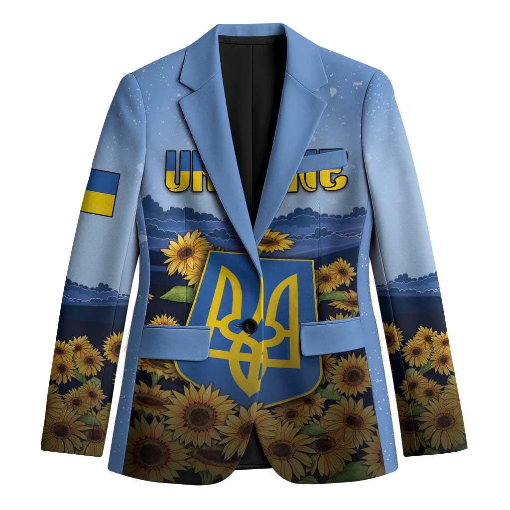 Personalized Ukraine Blazer Coat Of Arms On Sunflower Field - Wonder Print Shop