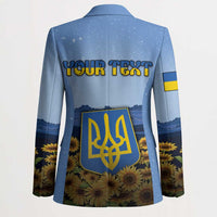 Personalized Ukraine Blazer Coat Of Arms On Sunflower Field - Wonder Print Shop