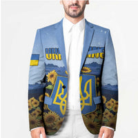 Personalized Ukraine Blazer Coat Of Arms On Sunflower Field - Wonder Print Shop