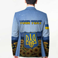 Personalized Ukraine Blazer Coat Of Arms On Sunflower Field - Wonder Print Shop