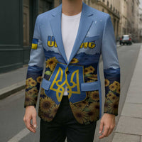 Personalized Ukraine Blazer Coat Of Arms On Sunflower Field - Wonder Print Shop