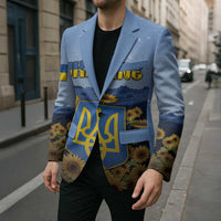 Personalized Ukraine Blazer Coat Of Arms On Sunflower Field - Wonder Print Shop