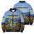 Personalized Ukraine Bomber Puffer Jacket Coat Of Arms On Sunflower Field - Wonder Print Shop