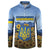 Personalized Ukraine Button Sweatshirt Coat Of Arms On Sunflower Field - Wonder Print Shop
