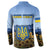 Personalized Ukraine Button Sweatshirt Coat Of Arms On Sunflower Field - Wonder Print Shop